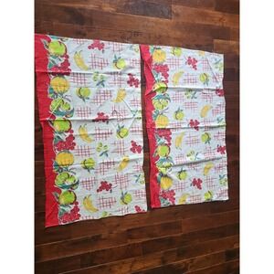 Vtg 40's-50's Feed flour Sack Fabric Valances authentic Cotton Fruit Print 40x24